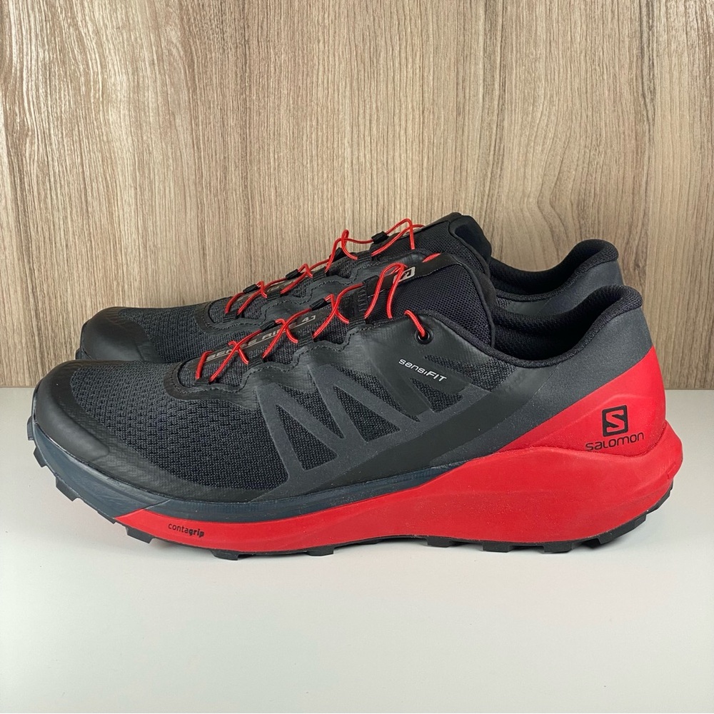 Salomon Sense Ride 4 Black/Red Running Hiking Shoes 413781 Men’s Size 11 - Picture 3 of 9